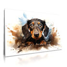 Dackel  - Leinwand Bild - Wasserfarbe Aquarell Hund Wandbild Kunst