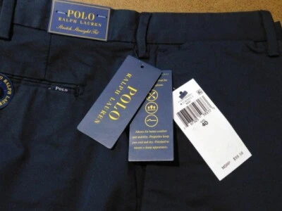 NOVO COM ETIQUETAS US$ 80 POLO RALPH LAUREN 40 frente plana STRETCH CLASSIC FIT 8" short chino azul marinho - Imagem 1 de 4