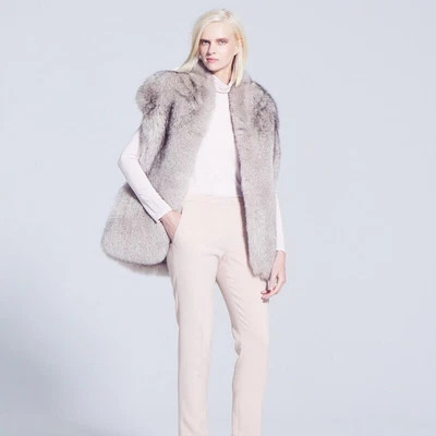 Women's 100% Real Fox Fur Slim Vest Winter Gilet Thick Warm Fur Jacket Waistcoat - Image 1 of 4