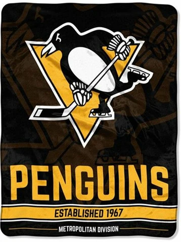 Pittsburgh Penguins NHL 46" x 60" Breakaway Micro Raschel Throw Blanket Cover