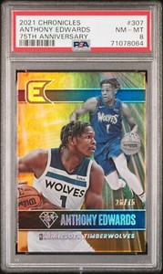 2021-22 Chronicles Anthony Edwards #307 75th Anniversary #/75 PSA 8 POP 1
