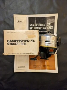 Game Fisher 236 Spin Cast Reel Sears Roebuck Box Instructions Ted Williams Works - Picture 1 of 11