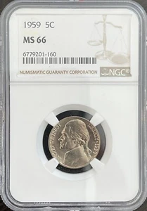 MS66 1959 Jefferson Nickel NGC Brown Label - Free Shipping - Picture 1 of 2