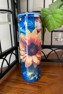 20 OZ. AMERICAN SUNFLOWER STAINLESS TUMBLER - Picture 1 of 3