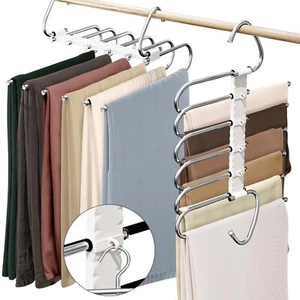 2Pack 6 Layers Collapsible Pants Hangers Space Saving Closet Organizer for Jeans - Picture 1 of 7