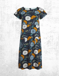 Ex Weird Fish Women’s Tallahassee Organic Cotton Jersey Dress in Ink Floral - Picture 1 of 4