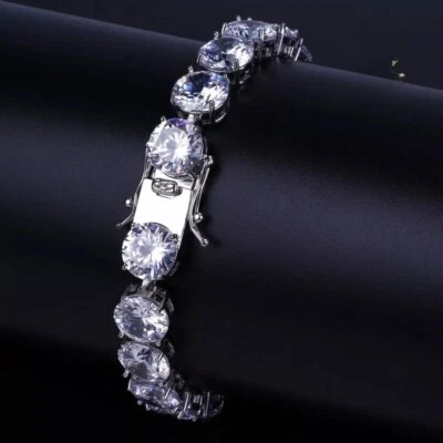 Wedding Tennis Bracelet Solid 14K White Gold 6 Carat Round Cut For Women VVS1 - Image 1 of 3