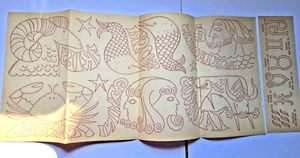 1960's IRON ON ASTROLOGY SIGNS JAN-JULY TRANSFER PATTERN MCM WORKBASKET (PG 1) - Picture 1 of 7