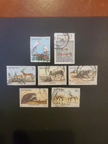 BOTSWANA 7 DIFFERENT USED STAMP COLLECTION  Scott 311, 363, 405, 407-8, 410, 416 Cover