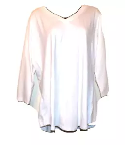Susan Graver Shirt Womens M White Weekend Cotton Essentials V-Neck stretch R2 - Picture 1 of 5
