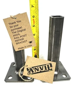 6" Rusty Black Metal Rail Post Repair Mount 1"Railings 3" PLATE Weld On PAT P - Picture 1 of 7