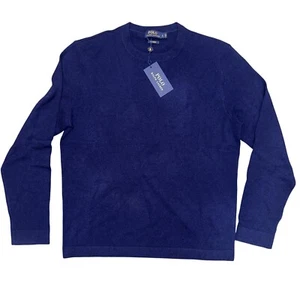 NWT Polo Ralph Lauren Bright Navy Blue Lightweight Cashmere Sweater Men's Large - Picture 1 of 7