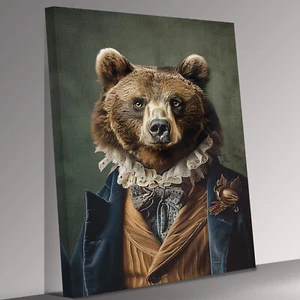 Bear Animal as Human in Clothes Canvas Wall Art Picture Print Ready To Hang - Picture 1 of 6