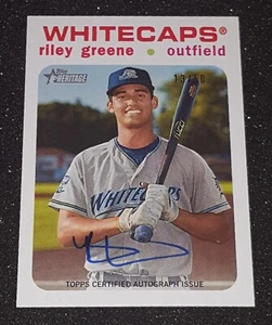 RILEY GREENE 2020 TOPPS HERITAGE MINOR LEAGUE AUTO /50 WHITE BORDER REAL ONE - Picture 1 of 2