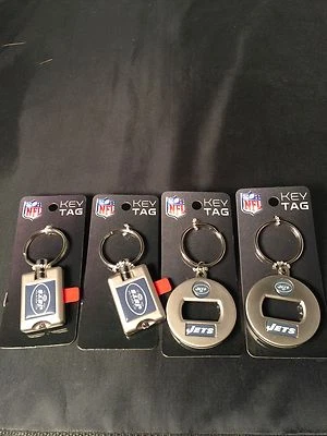 (2)New York Jets Team Sports America, Key Tag Keychain with Light+(2) B-OPENERS. - Image 1 of 4