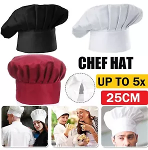 Chef Hat Baker Kitchen Cook Restaurants Catering Cap Men Women Black Red AU - Picture 1 of 14