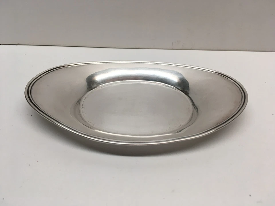 Bandeja ovalada pequeña de plata de ley firmada vintage de abedules de 5-5/8" sin monograma 60 g Foto 1 de 4