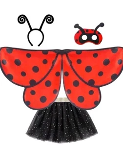 D.Q.Z. Ladybug Costumes for Girls Dress-Up Halloween Tutu Handband Wings Mask - Picture 1 of 4