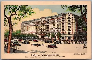 Postcard Paris France Hotel Ambassador Nouveau Boulevard Haussmann Advertisement - Bild 1 von 2