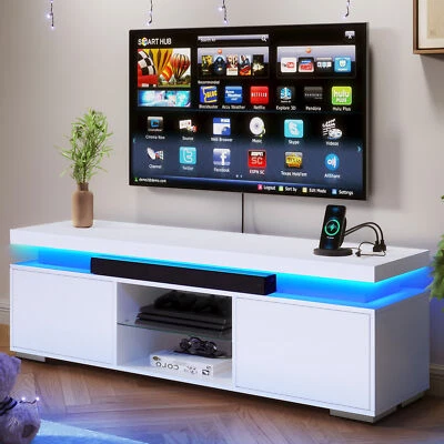 TV Stand with Power Outlets & LED Lights For TVs up to 65" Entertainment Center - Image 1 of 4