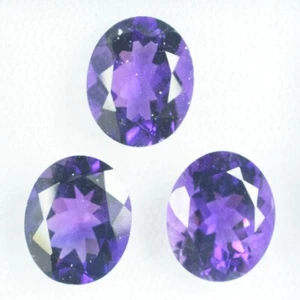 12.72  ct TOP LUSTROUS *  PURPLE VIOLET *  NATURAL AMETHYST  3 pcs Oval !! - Picture 1 of 3