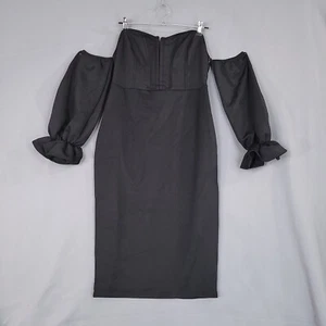 Women's Strapless Bodycon Party Dress Midi Cold Shoulder Long Sleeve Size XL - Picture 1 of 15