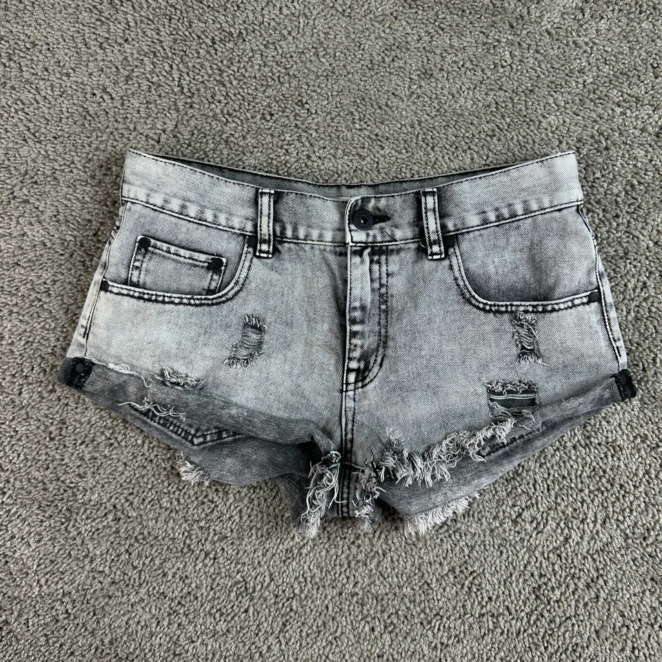 Pantalones Cortos Bullhead Para Mujer 5 Gris Corte Holgado Tiro Medio Bolsillo 2 En Entrepierna Damas Foto 1 de 4