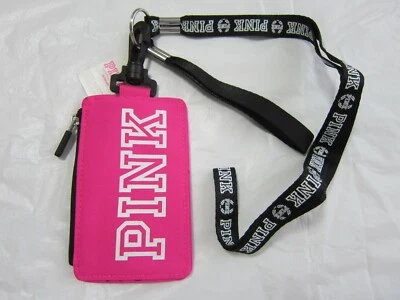 RARE Victoria Secret Pink WALLET STUDENT ID KEY CHAIN CASE BADGE HOLDER LANYARD - Image 1 of 3