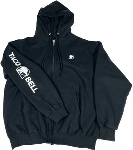 Taco Bell Full-Zip Hooded Sweatshirt Large Employee Hoody Hoodie Spell-Out Logo - Picture 1 of 5