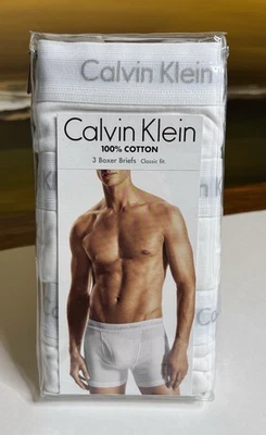Calvin Klein Men's 3 Pack Classic Fit Boxer Briefs Cotton Size XL White NEW $40 - Image 1 of 4