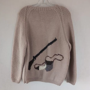 Vintage Cowichan Sweater S/M Hunting Hunter Wool Knit Chunky Handmade Zip Up - Picture 1 of 17