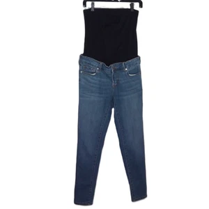 Blanqi Maternity  Blue Jeans Belly Support Straight Skinny Ankle Stretch EUC  6 - Picture 1 of 8