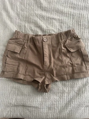 Pantalones Cortos Mujer Marrón Carga Elásticos Y2k Calce Ajustado Carga Pantalones Cortos Ropa de Calle, Pequeños  Foto 1 de 4