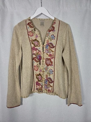 Vintage Sigrid Olsen Sport Cardigan Sweater Women's M Petite Embroidered Boho - Image 1 of 4