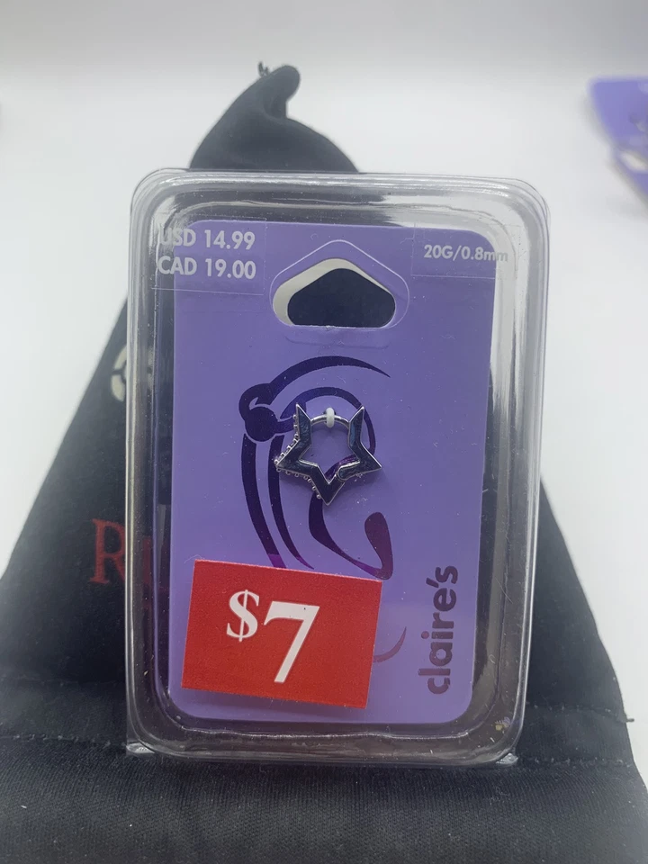 NUEVO Pendiente Claire's Cartílago Hermosa Estrella 20G/0.8mm CL Foto 1 de 3