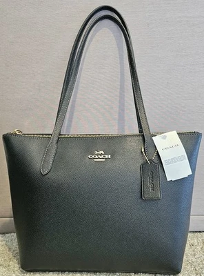 COACH Leather Fiona Zip Tote Shoulder Bag - BLACK - AUTHENTIC CW395 - Image 1 of 4