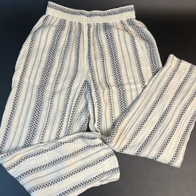 Madewell Casual Lounge Cotton Blue Striped Pull On Pants Women XS Boho Tapered - Image 1 of 4