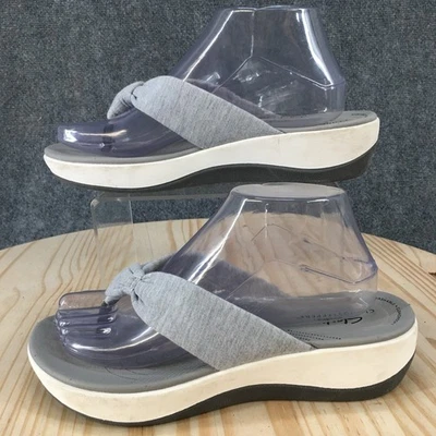 Sandalias Clarks Cloudsteppers para mujer 8 M Arla Glison tanga gris cuña 26124906 Foto 1 de 4
