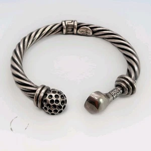 Navika USA Sterling Silver Golf Club Cable Heavy  Bangle Bracelet 40.17 grams - Picture 1 of 5