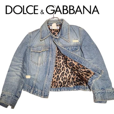 Dolce & Gabbana Denim Chaqueta Blusa Mujer 40 Estampado Leopardo Acabado Envejecido  Foto 1 de 4