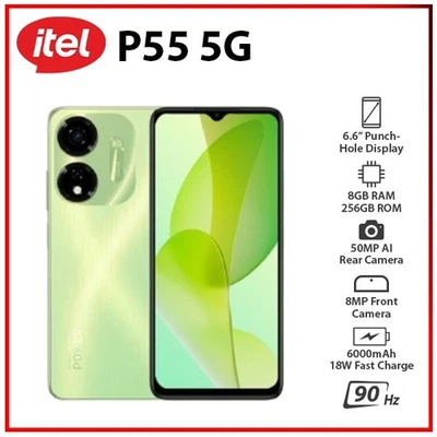 (New) Itel P55 5G 8GB+256GB GREEN Unlocked Dual SIM Android Mobile Phone - Bild 1 von 4