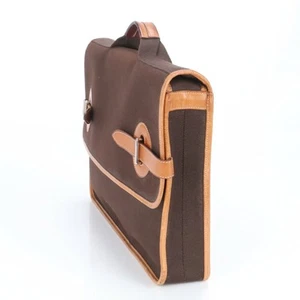 Hermes Buenaventura MM Leather Business Men's W39xH27xD7cm Canvas Accessary - Picture 1 of 14
