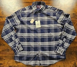 Untuckit Blue Plaid Button Down Shirt Size Large NWT - Picture 1 of 6