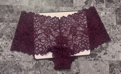 NWT VICTORIA'S SECRET DREAM ANGELS S MAROON FLORAL LACE SHORTIE BOYSHORT PANTIES - Image 1 of 4