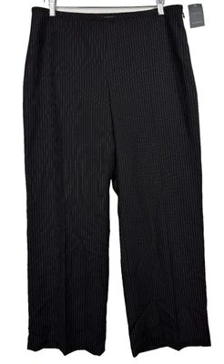 NUEVO CON ETIQUETAS Liz Claiborne Trajes Pantalones Talla 14 Pequeños Pantalones de Carrera Negro Pin Forrado a Rayas Foto 1 de 4