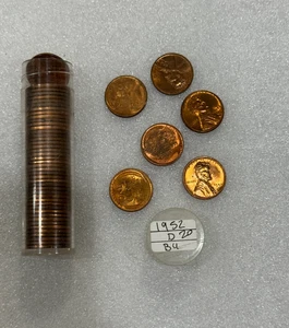 1952 D UNCIRCULATED LINCOLN WHEAT CENTS TUBE of 50 Coins ~~ GEMS - Picture 1 of 4