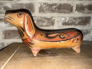 Escultura de Dachshund Mexicana Pintada a Mano Tonala Cerámica Arte Popular De Colección - Imagen 1 de 6