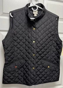 St Johns Bay Black Vest Quilted Black Size XL Outerwear Button Up New - Picture 1 of 9