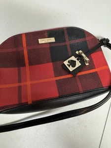Kate Spade Red Plaid Dome Crossbody Purse - 9” Wide - Picture 1 of 8