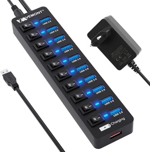 USB Hub mit Netzteil | Individueller Schalter | 12V/3A Stromversorgung - Bild 1 von 6